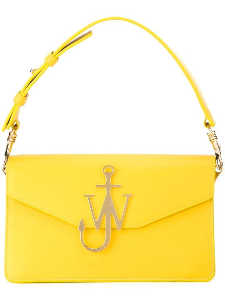 J.w. Anderson Logo Plaque Shoulder Bag, Women's, Yellow/orange, Goat Skin
