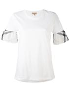 Burberry - Checked Ruffled T-shirt - Women - Cotton - M, White, Cotton