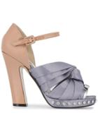 No21 Pink Purple Satin Knotted Bow 125 Sandals - Pink & Purple