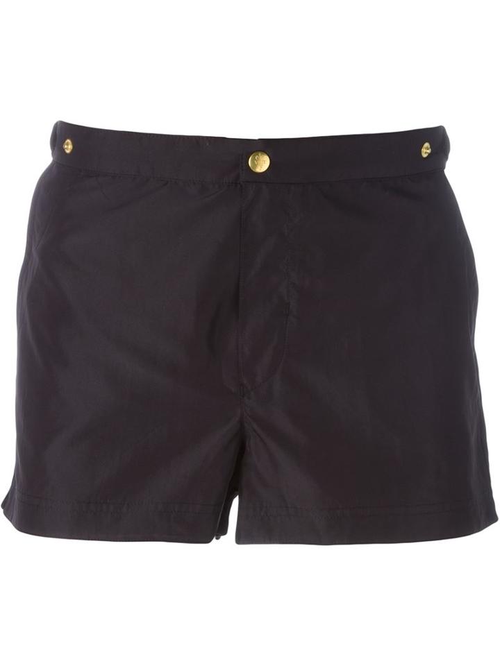 Eleventy Front Button Swim Trunks, Men's, Size: Small, Black, Polyester