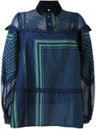 Sacai Scarf Print Blouse, Women's, Size: 3, Blue, Polyester/cotton/cupro