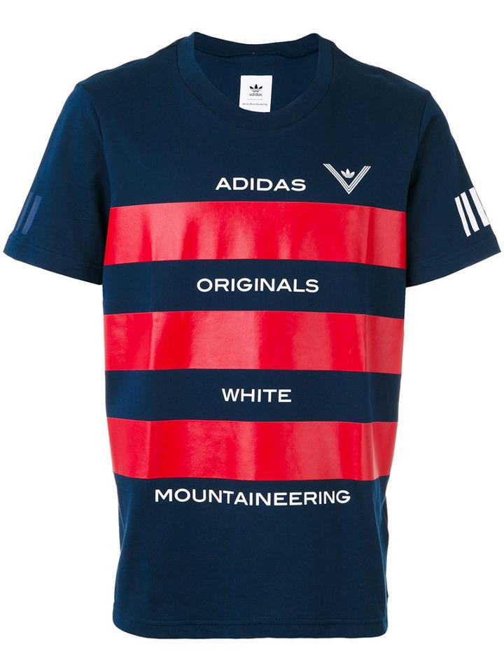 Adidas By White Mountaineering - Stripe Logo T-shirt - Men - Cotton/polyester - M, Blue, Cotton/polyester