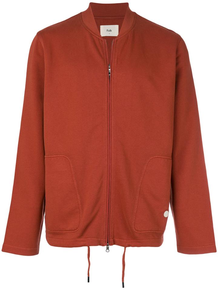 Folk Combination Bomber Jacket - Red