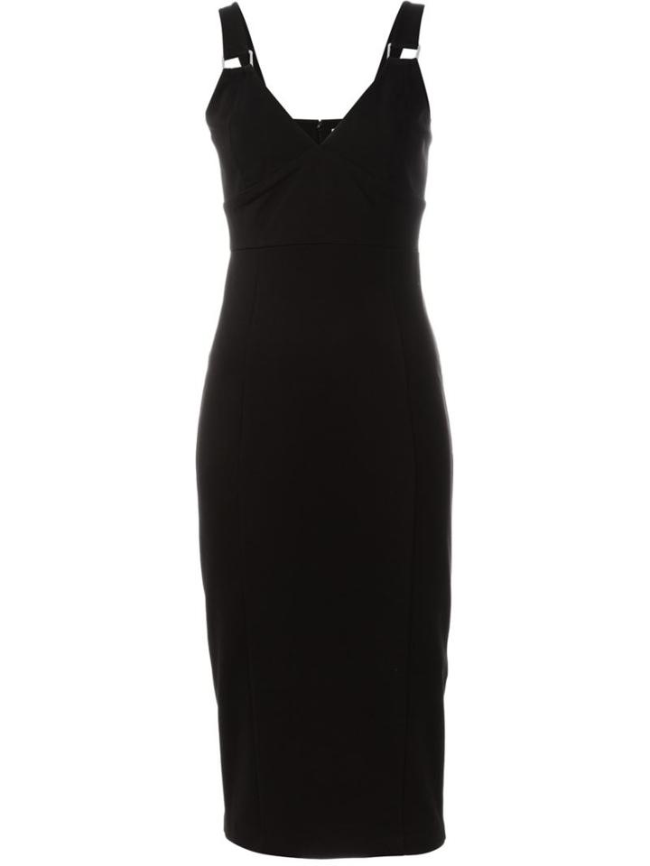 Michael Michael Kors Sleeveless Fitted Midi Dress, Women's, Size: 8, Black, Viscose/nylon/spandex/elastane