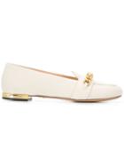 Charlotte Olympia Chain Embellished Loafers - White
