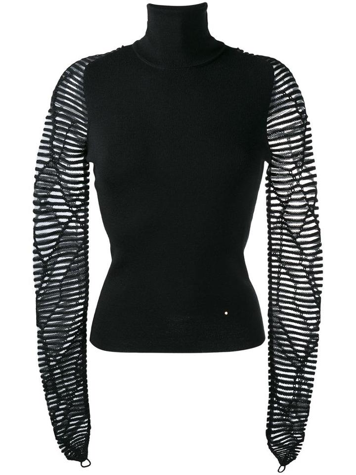 Esteban Cortazar Sheer Ribbed Sleeve Jumper, Women's, Size: Xs, Black, Silk/nylon/cashmere/virgin Wool
