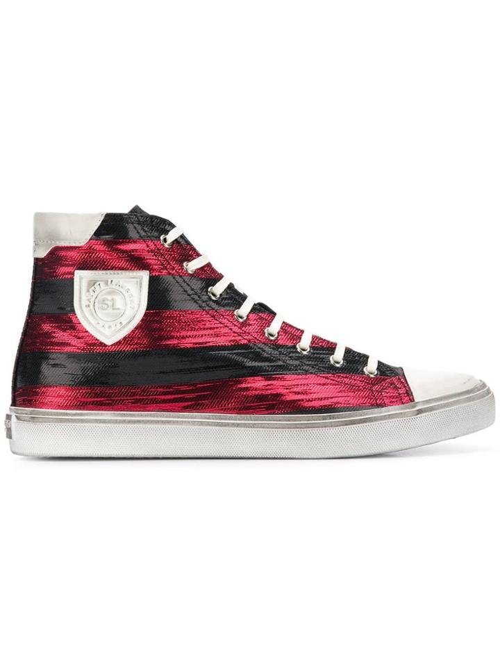 Saint Laurent Striped Bedford Sneakers - Red