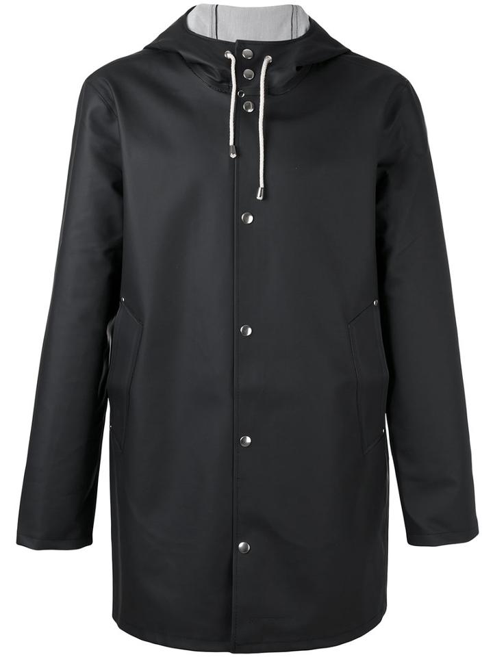 Stutterheim - Hooded Raincoat - Men - Rubber - L, Black, Rubber