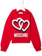 Moschino Kids Hearts Print Hoodie, Girl's, Size: 6 Yrs, Red