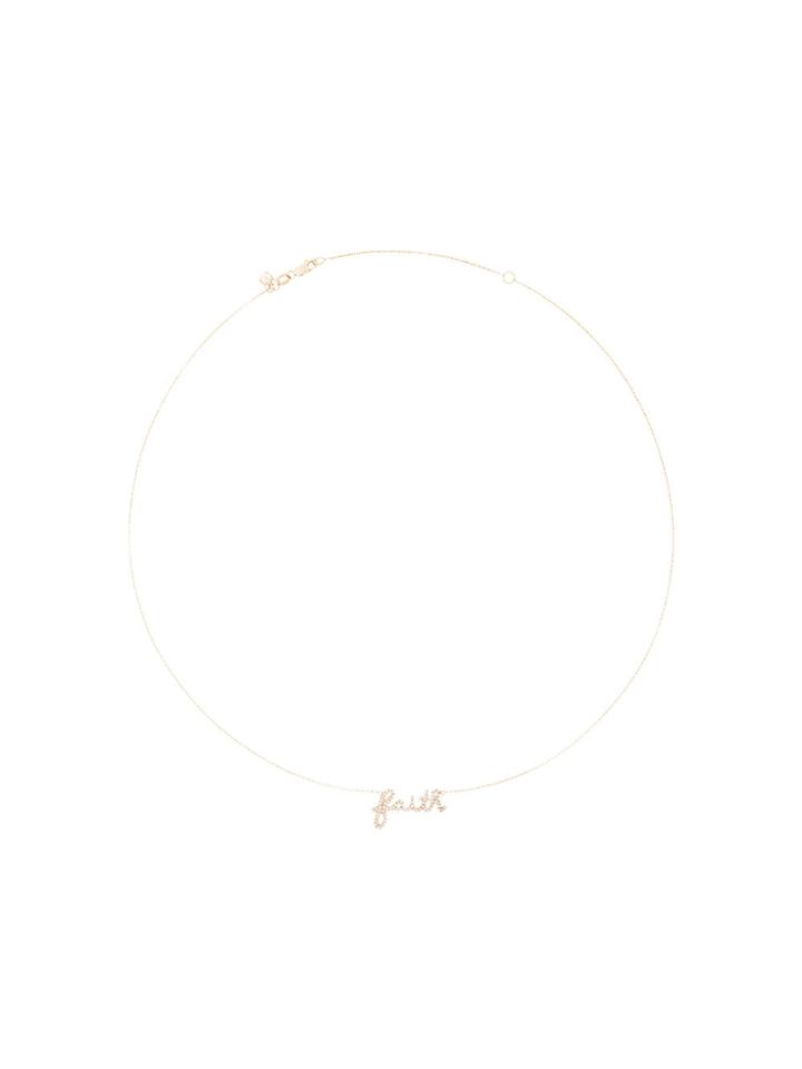 Sydney Evan Pave Faith Necklace - Metallic