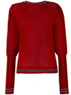 Miahatami Sheer Stripe Detail Sweater - Red