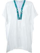 Brigitte V-neck Embroidered Breach Dress - White