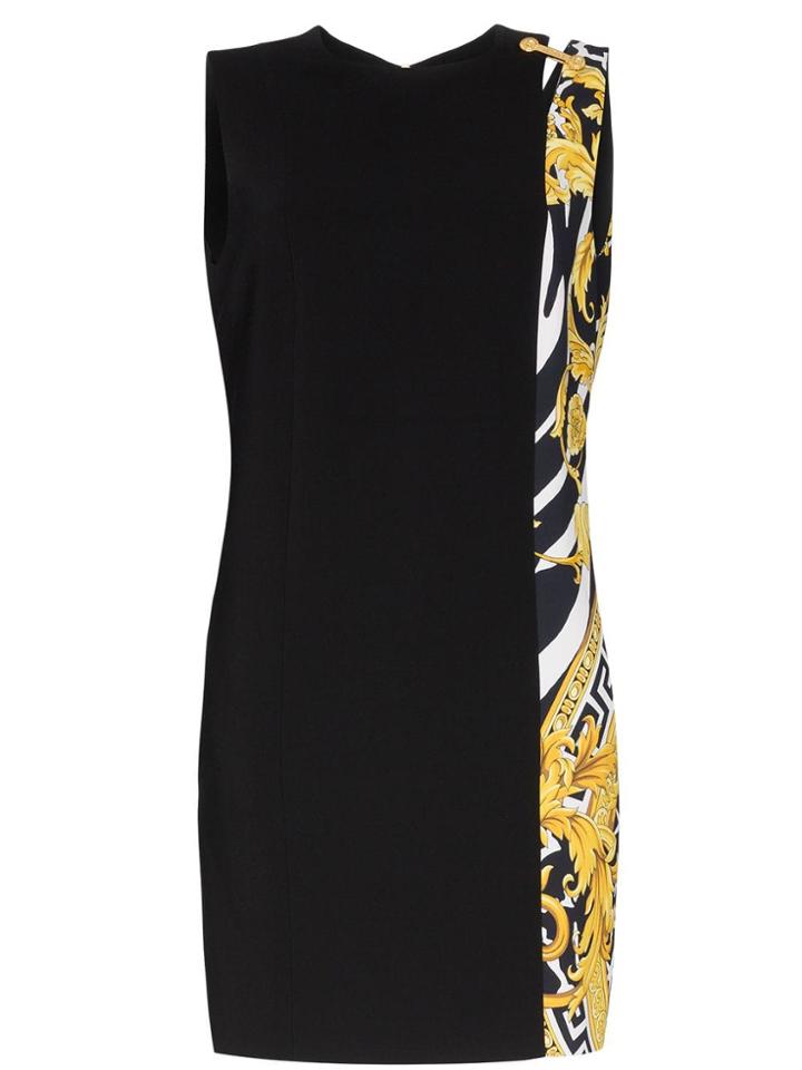 Versace Barocco Panel Shift Dress - Black
