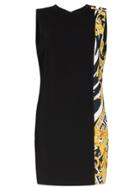 Versace Barocco Panel Shift Dress - Black