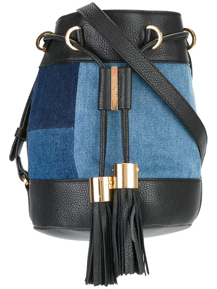 See By Chloé Denim Patchwork Bucket Shoulder Bag, Women's, Blue, Cotton/leather