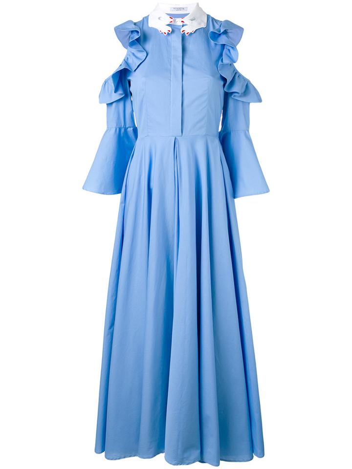 Vivetta - Pleated Shirt Dress - Women - Cotton - 40, Blue, Cotton
