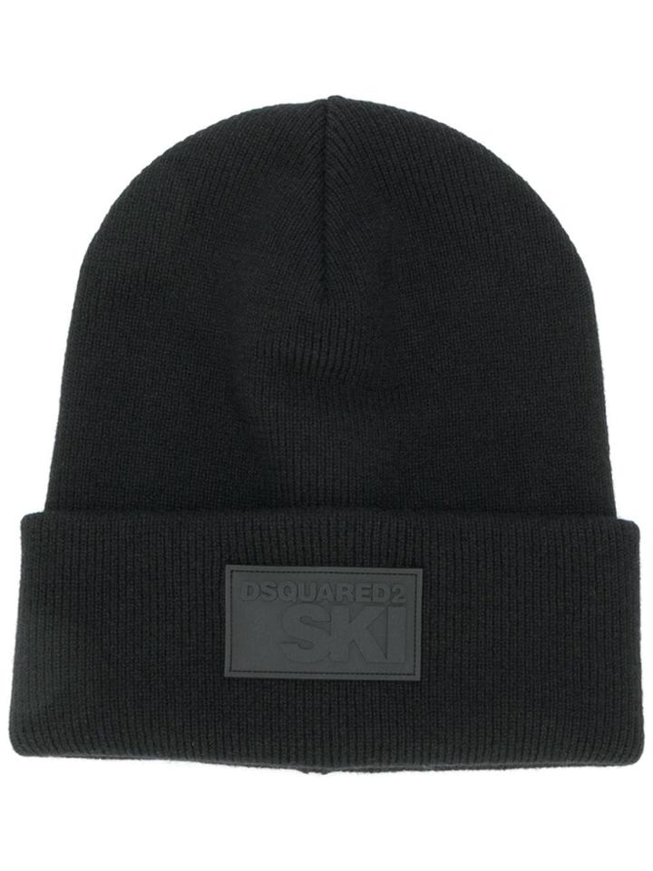 Dsquared2 Logo Patch Beanie - Black