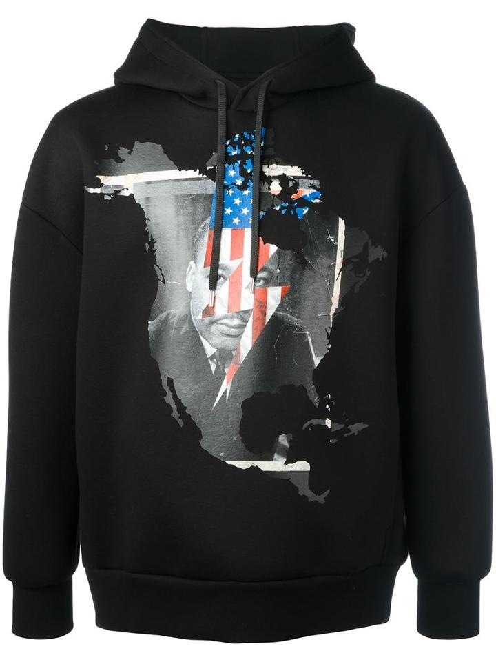 Neil Barrett Martin Luther King Hoodie, Men's, Size: Medium, Black, Viscose/polyurethane