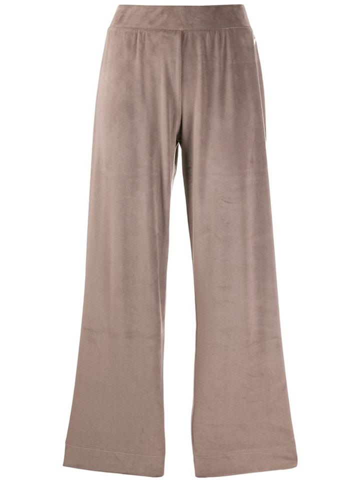 Emporio Armani Velour Wide Leg Trousers - Neutrals