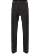 Ann Demeulemeester Striped Double Waistband Slim Fit Trousers - Black