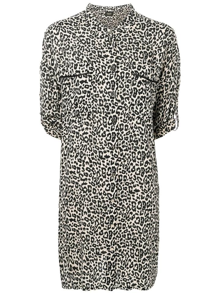 Liu Jo Leopard Print Shirt Dress - Neutrals