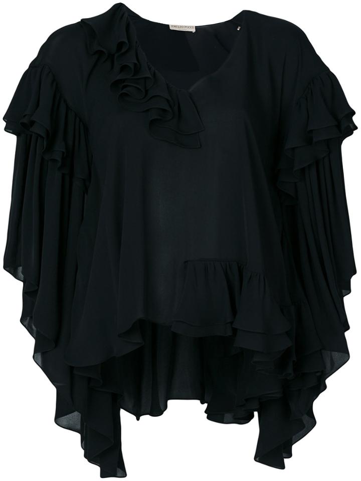 Emilio Pucci Frilled Shift Blouse - Black