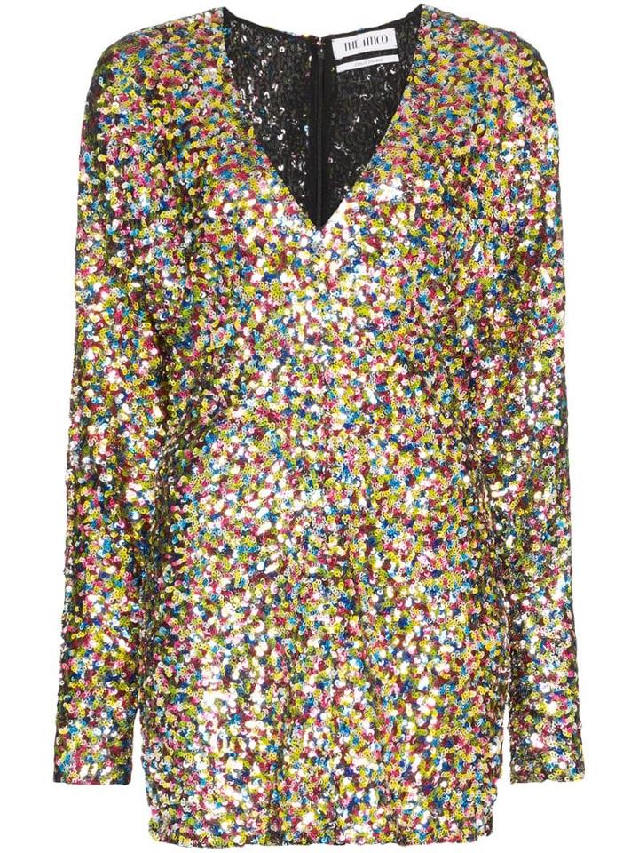 Attico Sequin Embellished Mini Dress - Green