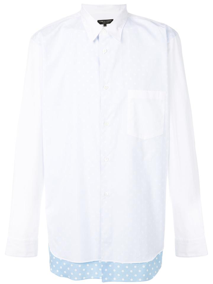Comme Des Garçons Homme Plus Polka Dot Layered Hem Shirt - White