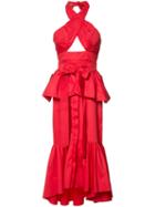 Johanna Ortiz Halterneck Cut Out Dress, Women's, Size: 4, Red, Cotton