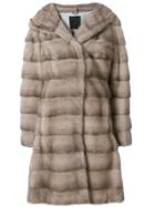 Liska Valencia Hooded Fur Coat - Neutrals