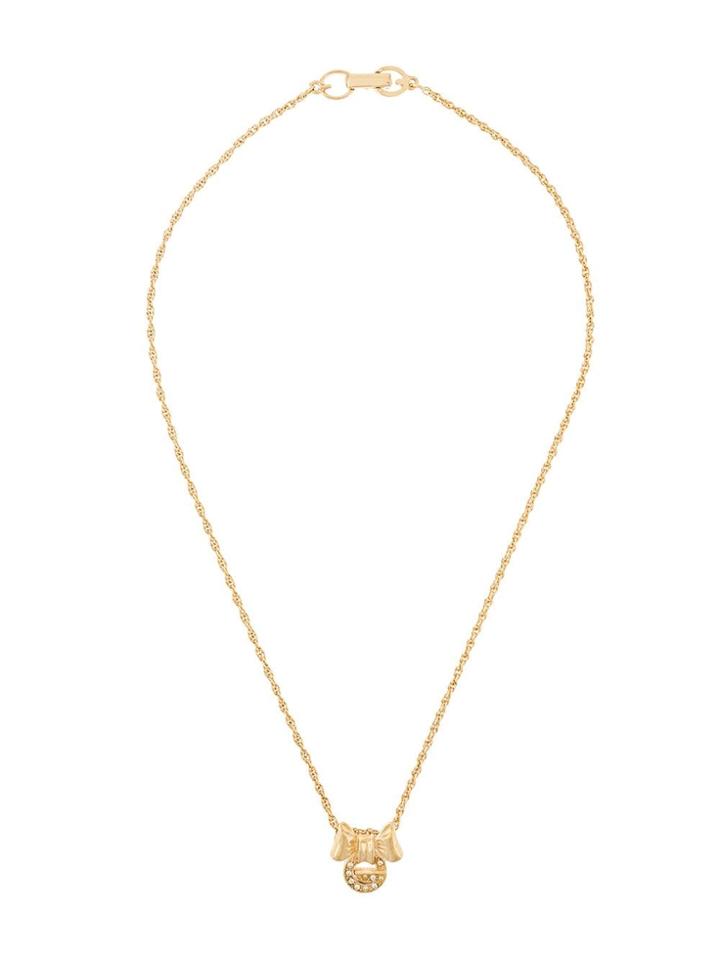 Givenchy Pre-owned Logo Ribbon Pendant Necklace - Gold