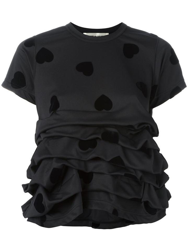 Comme Des Garçons Heart Gathered T-shirt, Women's, Size: Small, Black, Polyester