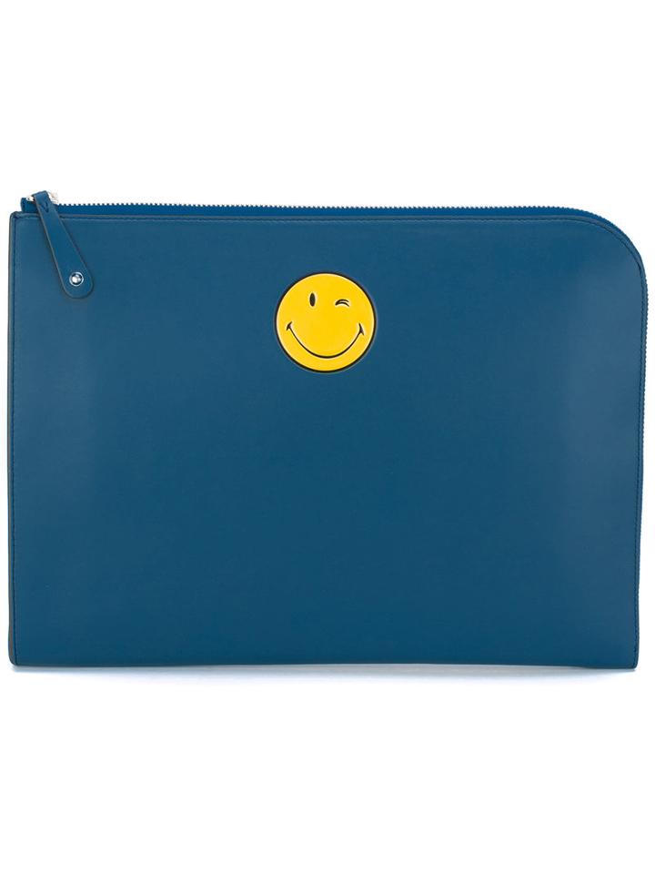 Anya Hindmarch - Smile Clutch - Men - Calf Leather - One Size, Blue, Calf Leather