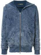 Amiri Distressed Zip-up Hoodie - Blue