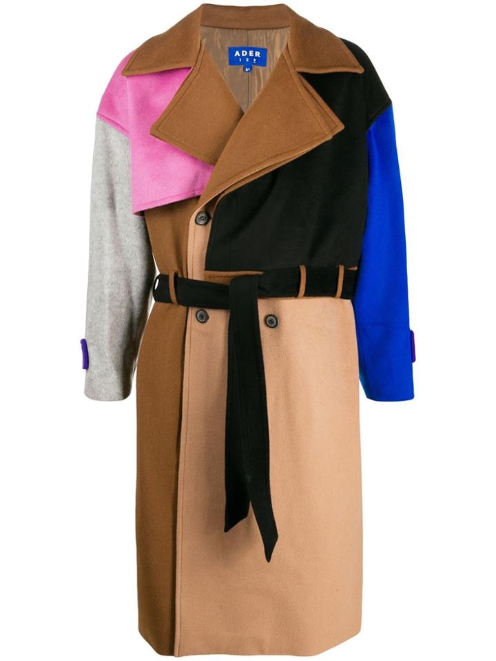 Ader Error Paneled Colour Block Coat - Brown