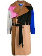 Ader Error Paneled Colour Block Coat - Brown