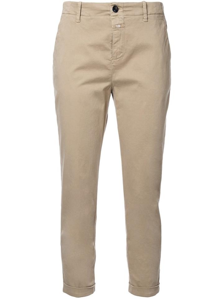 Closed Cropped Chino Trousers - Brown