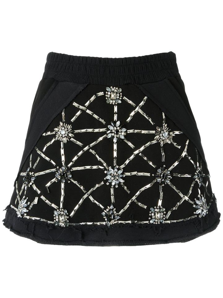 Andrea Bogosian - Embroidered Skirt - Women - Polyester/spandex/elastane/viscose - M, Women's, Black, Polyester/spandex/elastane/viscose