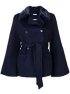 P.a.r.o.s.h. Fur Collar Double-breasted Jacket - Blue