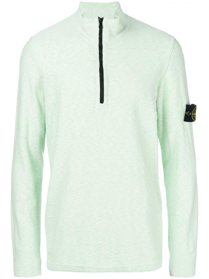 Stone Island Zipped Polo Sweater - Green