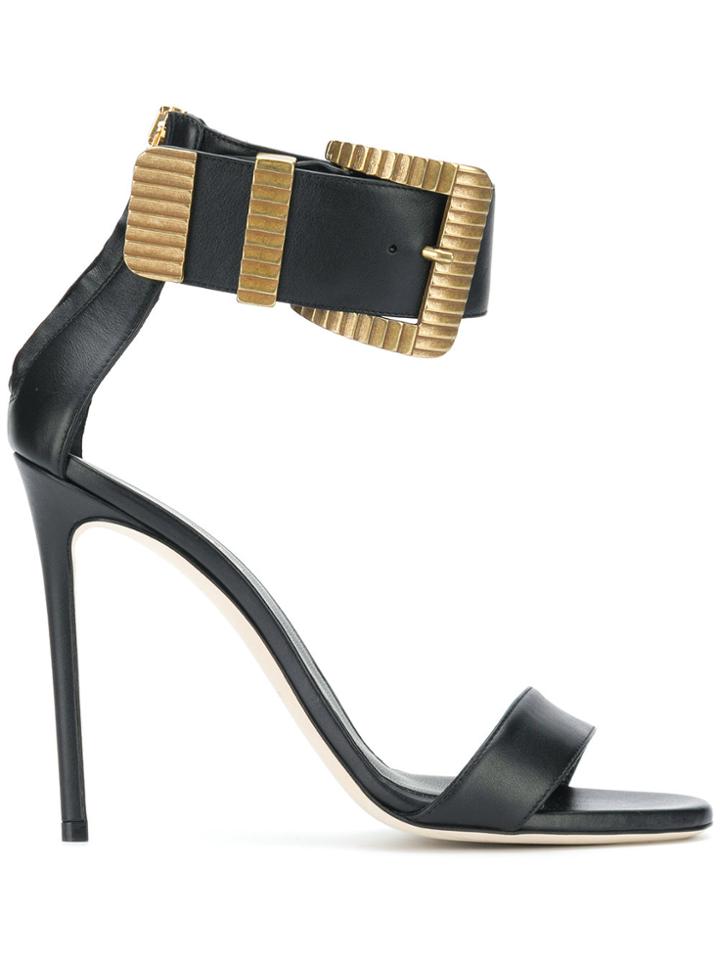 Grey Mer Buckle Ankle Strap Sandals - Black