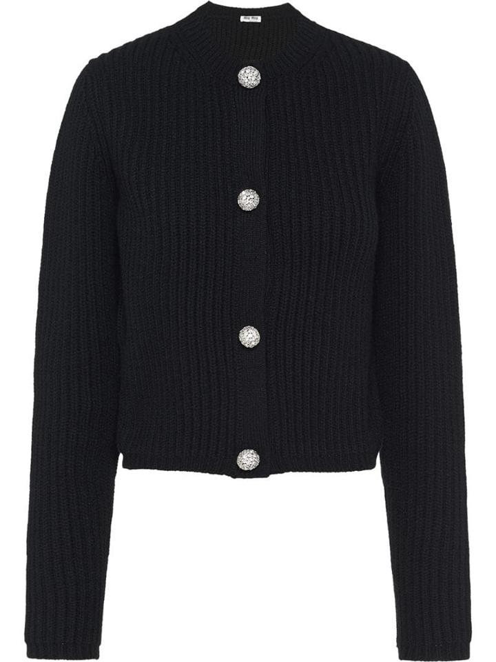 Miu Miu Embellished Buttons Cardigan - Black