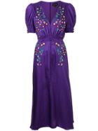 Saloni Embroidered Midi Dress - Purple