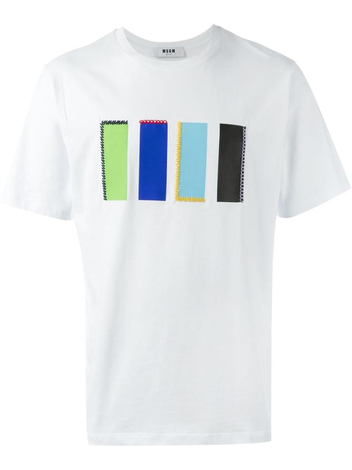 Msgm Patch Detail T-shirt, Men's, Size: Xl, White, Cotton