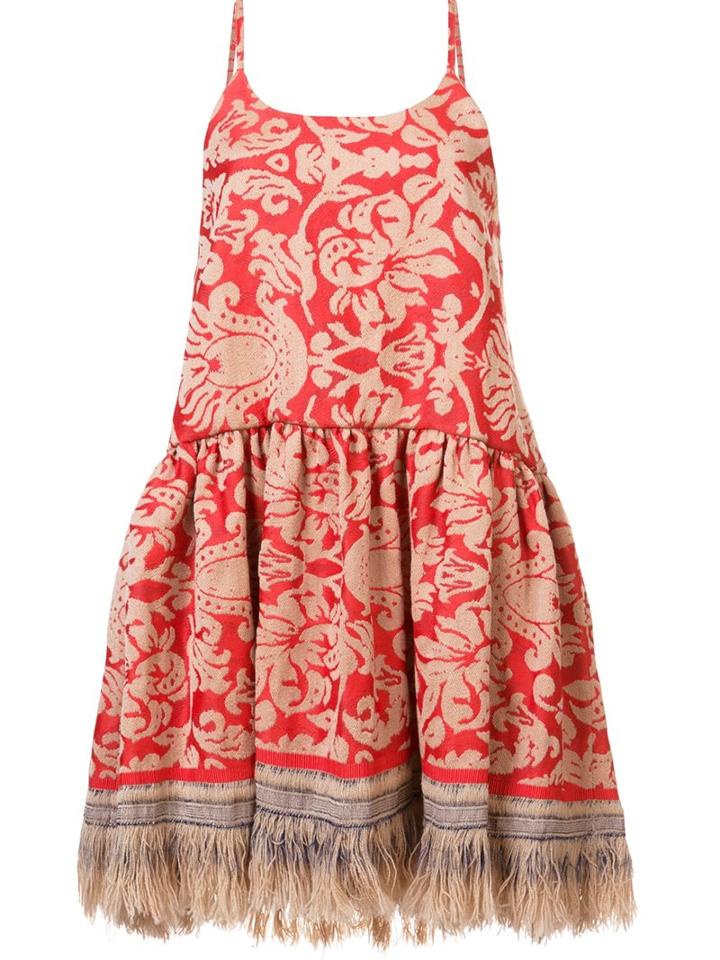 Erika Cavallini Damask Print Fringed Dress