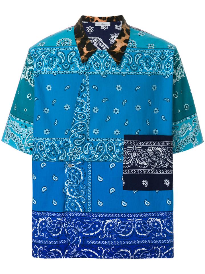 Pierre-louis Mascia Printed V-neck Shirt - Blue