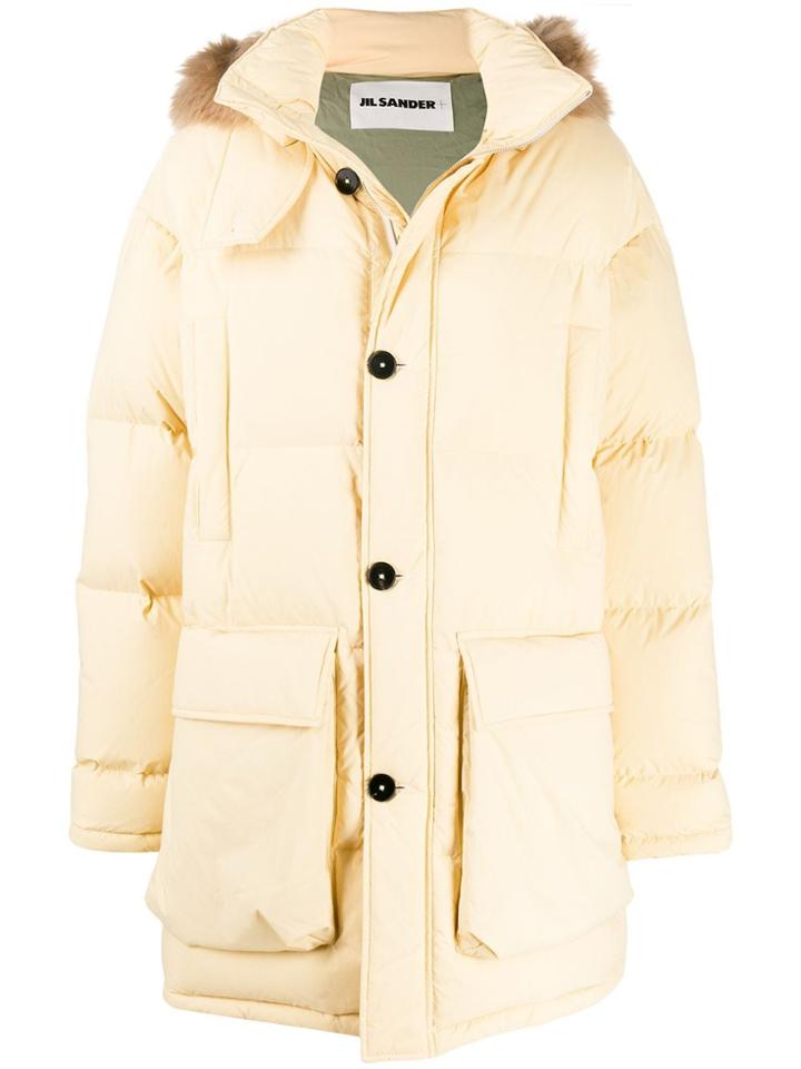 Jil Sander Hooded Puffer Midi Coat - Neutrals