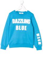 Msgm Kids Teen Slogan Print Sweatshirt - Blue