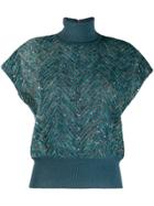 Brunello Cucinelli Chevron-knit Sweater - Blue