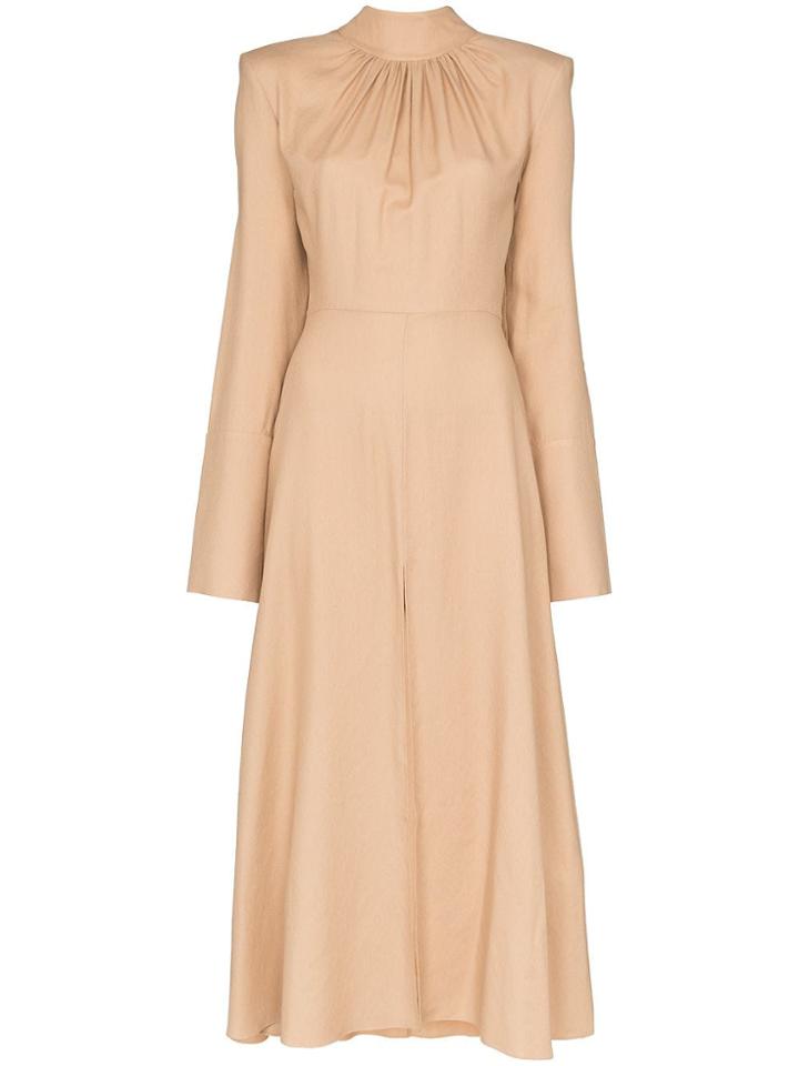 Aleksandre Akhalkatsishvili High-neck Pleated Midi Dress - Neutrals